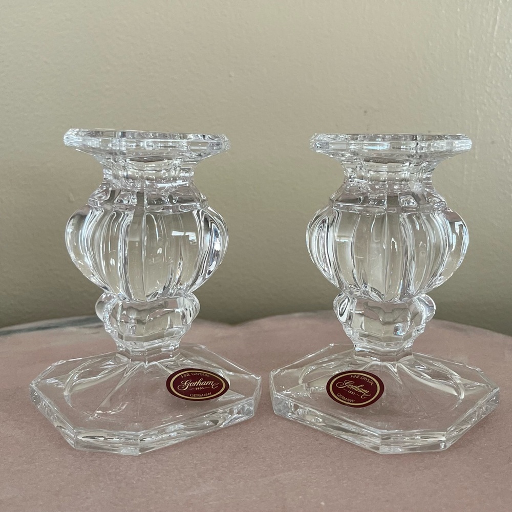 Gorham Fine Crystal Baroque Candlestick Holders
